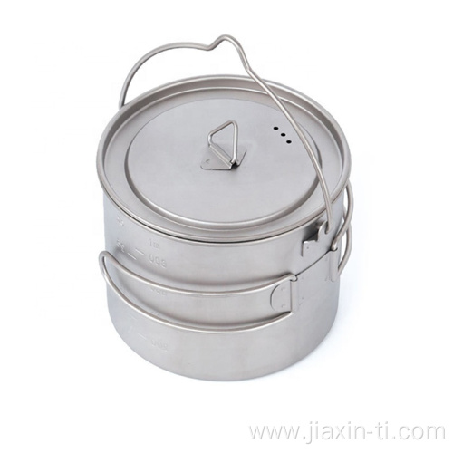 Titanium Pot with Lid Foldable Handle for Camping